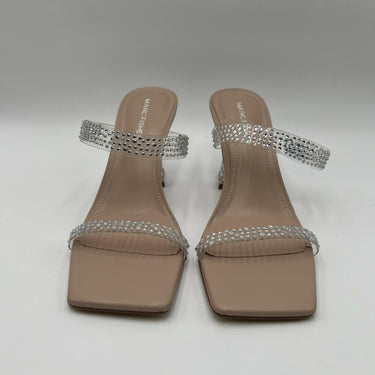 Marc Fisher Arlana Rhinestone Illusion Strap Block Heel  Mule Sandal Size 7.5M Marc Fisher