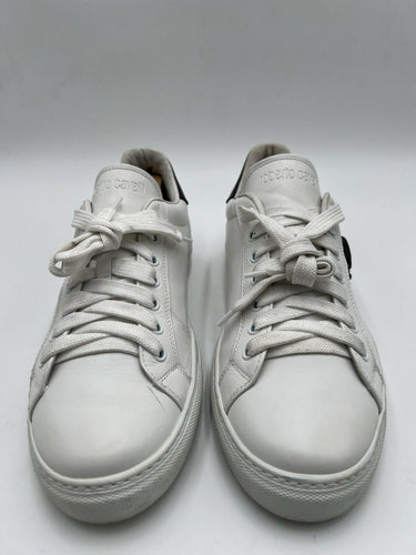 Roberto Cavalli "Mirror Snake" low-top Men Sneakers White Leather Size 41.5