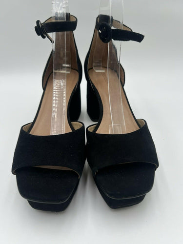 BERNARDO Womens Platform Sandals Black Suede Ankle Strap Block Heel Size 8 M