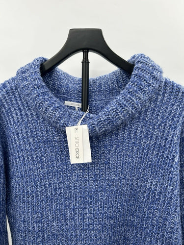 Stitchdrop Statement Blue Roll Neck Sweater Dress chunky knit Size XL
