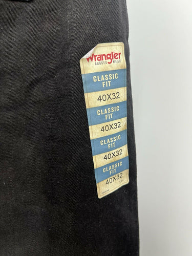 Wrangler Classic Fit Black Jeans Rugged Wear NWT 40W x 32L
