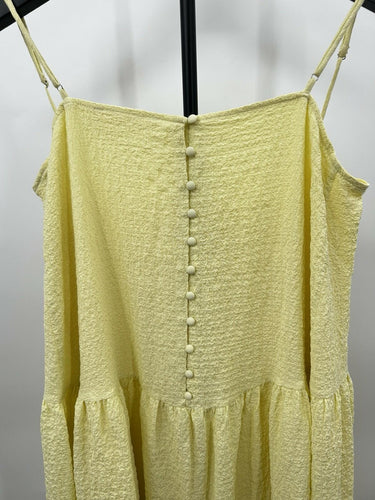 ASTR sunny yellow crinkle gauze Womans Dress Size L