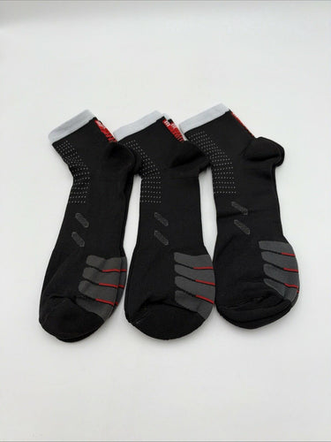 Eurosock Athletic Performance Crew Socks Black Gray Red 3 Pairs Size Unknown