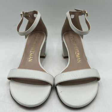 Women’s Stuart Weitzman Nudist White Leather Block Heel Sandals Size 5 Stuart Weitzman