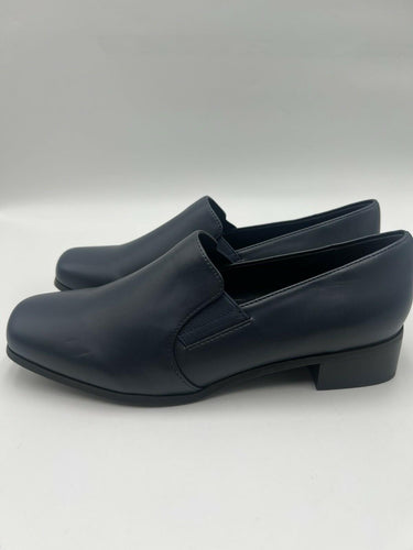 Trotters T4158 Navy Blue Loafers Block Heel Size 9