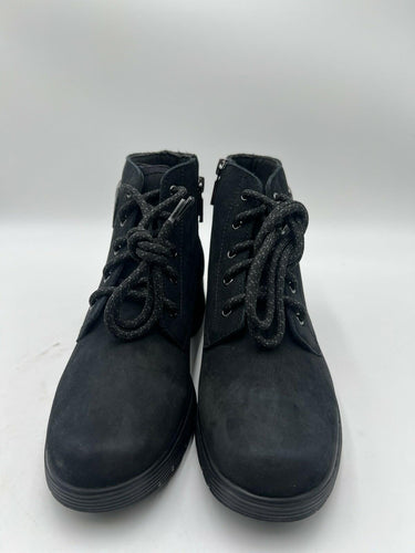 Munro FINNLEY Black Suede Combat Ankle Boot Womens SIZE 7 N Munro