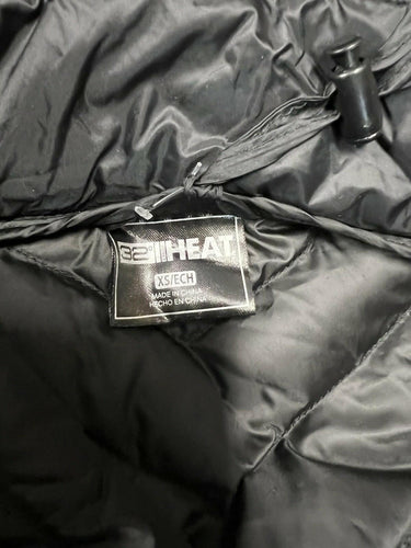 32 Degrees Heat Packable Puffer Jacket Womens Black Chevron Womens Size XS NWT