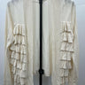 Kenneth Cole Reaction Cardigan Womens Ivory Cream Ruffle Open Front Top M Kenneth Cole Reaction