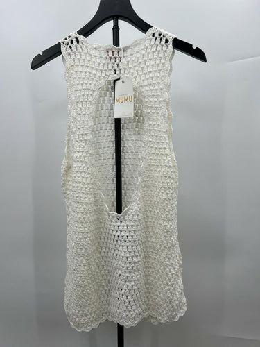 Show Me Your Mumu Crochet Dress Womens White Open Back Sleeveless Coverup NWT M Show Me Your MuMu