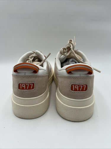 Le Tigre MIDTOWN White/Taupe Leather Low Top Lace Up Platform Sneakers, Size 9.5 Le Tigre
