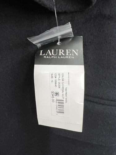 Lauren Ralph Lauren Coat Womens Navy Wool Blend Tab Front Buckle Military Pea 10 Lauren
