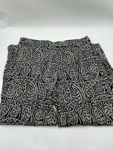 Ann Taylor LOFT Petites Pants Womens Black White Tribal Leaf Print Wide Leg 8P Ann Taylor