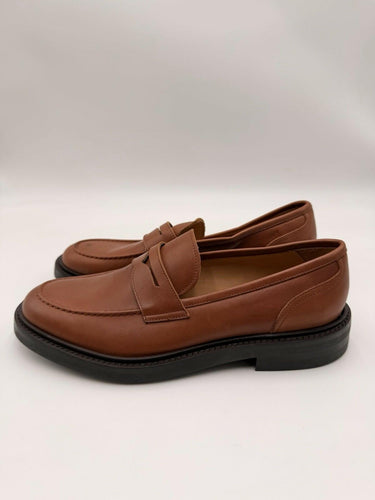 Men’s Saks Fifth Avenue brown leather penny loafers Size 42