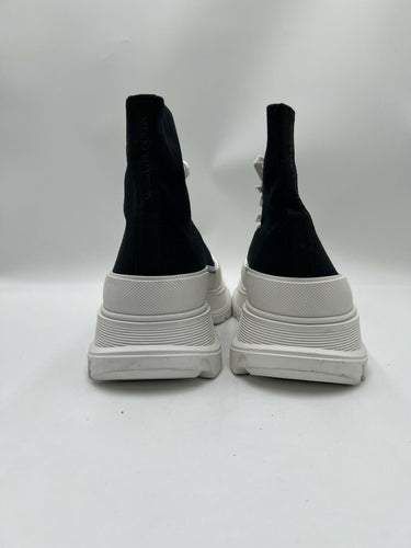 Alexander McQueen Tread Slick Lace Up Boot in black and white canvas Size 45 Alexander McQueen