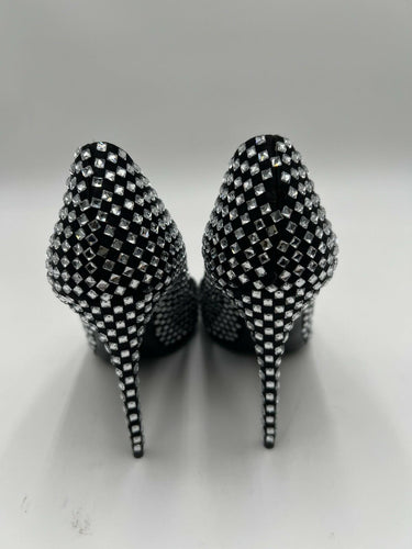 Dolce & Gabbana Crystal-embellished satin checkered pumps Size 36 Dolce&Gabbana