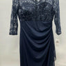 Alex Evenings Navy Lace Chiffon Draped Formal Long Gown Mother Bride 12 Alex Evenings