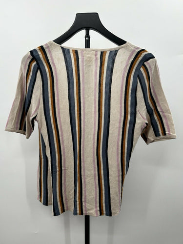 Caslon Womans wrap front and bold vertical multicolored stripes Top Size XS