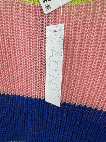 Abound Sweater Womens  Colorblock Striped Neon NWT Size S Abound