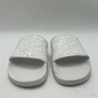 Stuart Weitzman SW Skater Pool Slide in white embossed leather Size 9B Stuart Weitzman