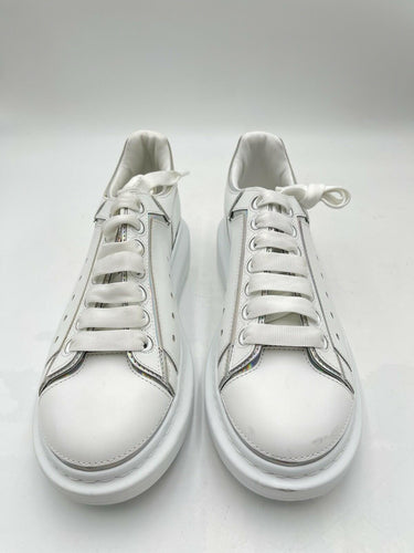 Alexander McQueen Oversized Sneakers White Leather iridescent silver Size 42 Alexander McQueen