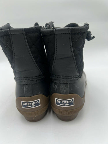 Sperry STS88347 Black Quilted Duck Boots Waterproof Gum Sole Womens Size 9.5