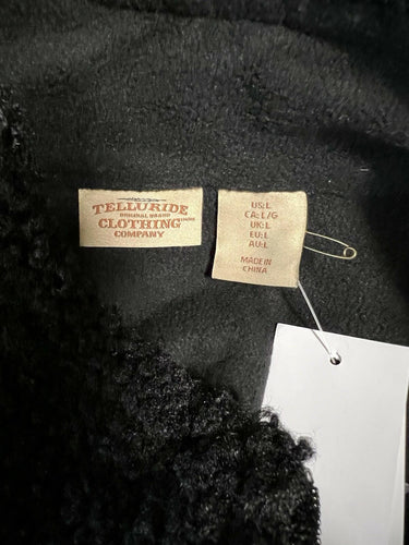 Telluride Clothing Sherpa Fleece Vest Zip Pockets Black Mens Size L