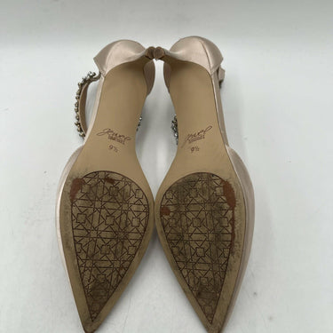Jewel Badgley Mischka Raleigh Champagne Satin Pointed-Toe Pumps Size 9.5M Badgley Mischka