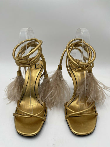 Valentino Garavani metallic gold strappy sandals signature "V" logo Size 35.5 Valentino