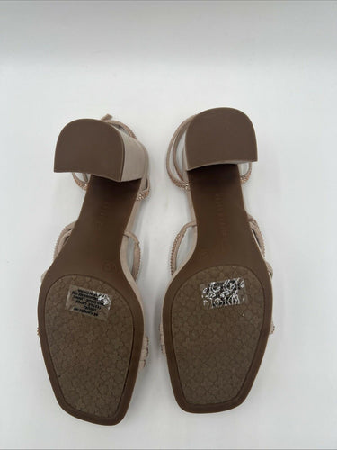 Kelly & Katie CADENE Taupe Fabric Square Toe Strappy Rhinestone Sandals, 10M Kelly
