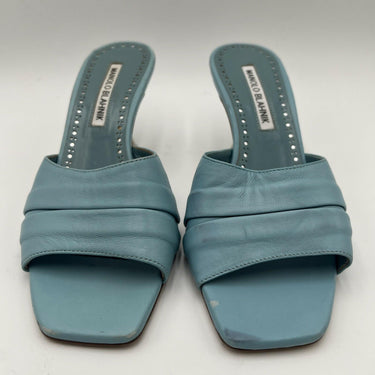 Women’s Manolo Blahnik Picoux 70 slide sandals Light Blue Leather Size 36 Manolo Blahnik