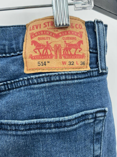 Levis 514 Straight Jeans Mens Medium Wash Stretch Slim Straight Denim W32 L36 Levi's