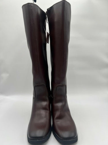 Zodiac Indy Coffee Wide Calf Knee High Boots Block Heel Womens Size 8 M