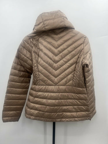 32 Degrees Heat Jacket Womens Tan Puffer Hooded Chevron Quilted Warm Coat XS 32 Degrees