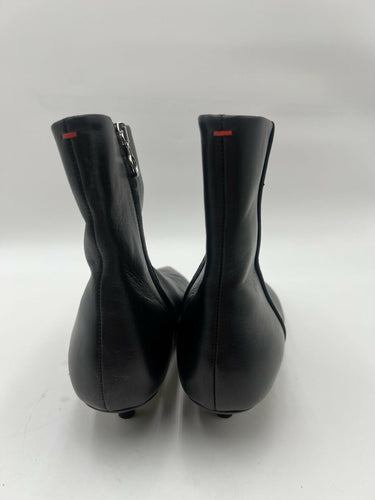 Aeyde Black Leather Pointed Toe Kitten Heel Ankle Boots Zip Size 8
