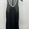 Miss Me Beaded Embellished Tank Top Black Boho Racerback Crochet Lace - Size M Miss Me