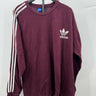 Adidas Originals Shirt Mens Burgundy 3 Stripe Long Sleeve Trefoil Logo 2XL adidas