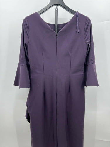 Alex Evenings Dress Aubergine Purple Bell Sleeve Beaded Ruffle Gown 8 Alex Evenings