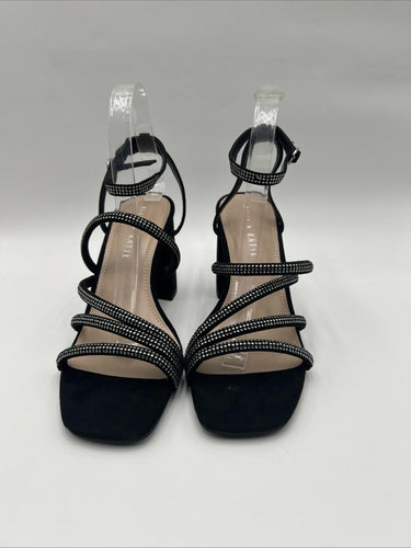 Kelly & Katie CADENE Black Fabric Square Toe Strappy Rhinestone Sandals, 8.5M Kelly & Katie