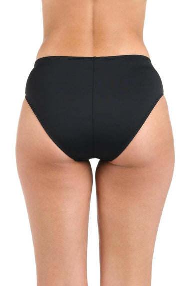 La Blanca Women's Banded Mid Waist Pant Bikini Swimsuit Bottom, Black Size 12 La Blanca