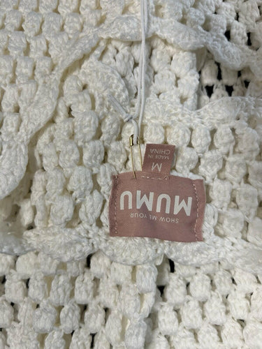 Show Me Your Mumu Crochet Dress Womens White Open Back Sleeveless Coverup NWT M Show Me Your MuMu
