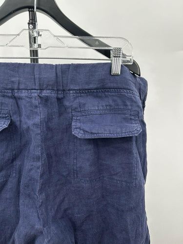 Caslon Womans blue linen-blend pull-on jogger pants Elastic Drawstring Size XL
