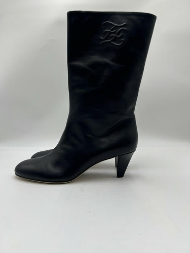 Fendi Karligraphy-motif 55mm leather boot Black Leather Size 38