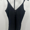 Vero Moda Cami Tank Top Lace Trim Button Henley Black Ribbed NWT - S VERO MODA