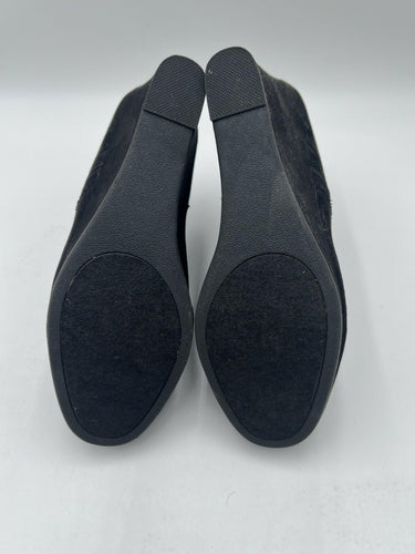 Sugar Juliette Black Micro Suede Chevron Wedge Ankle Boots Womens 7.5 Sugar