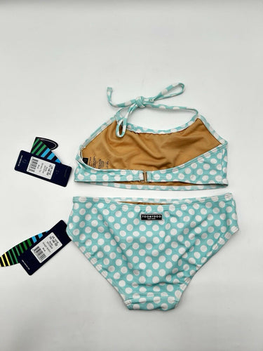 Toobydoo Girl’s aqua-green white polka-dot bandeau bikini 2 Piece Set Size 11/12 Aqua Blues