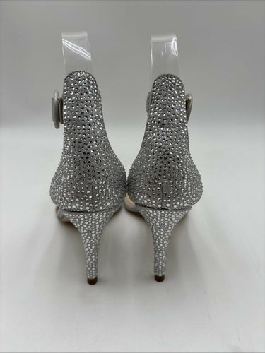 Women’s L'agence Vivienne Crystal Embellished Heel Sandals Silver Size 35