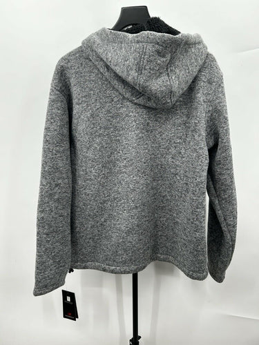 New Balance Mens Grey Textured Sherpa Lined Full Zip Hooded Jacket Size M New Balance