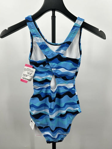 Seafolly Poolside girls' crossover-back one-piece Blue swimsuit Size 10