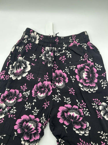 McQ black trousers striking fuchsia and white floral print Pants Size 36