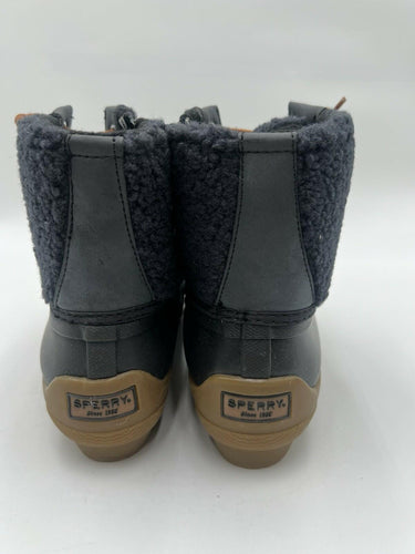 Sperry Sherpa Duck Boots Black Teddy Fleece Lace Up Winter Womens Size 7